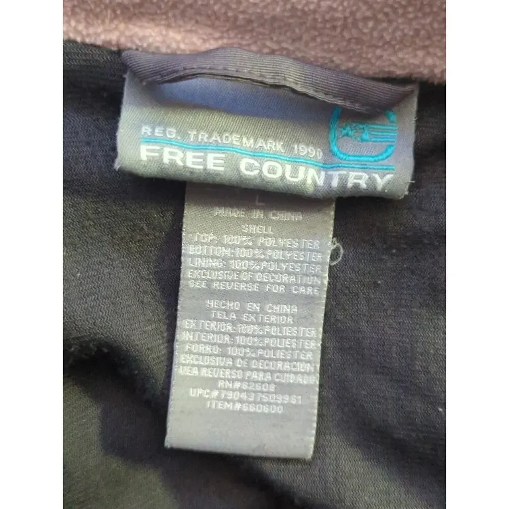 Free Country Jacket Woman's Medium Pink Gray Fleece Full Zip Gorpcore Outdoors‎